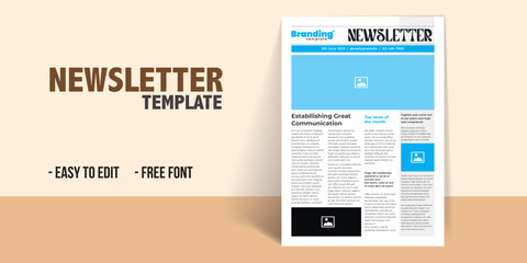 Newsletter Layout with Blue Accents Newsletter Layout