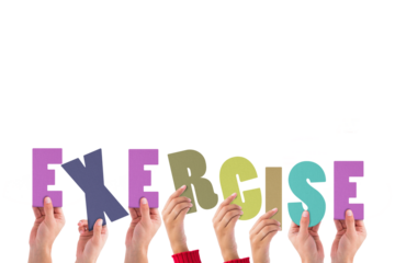 Cropped hands holding colorful word exercise