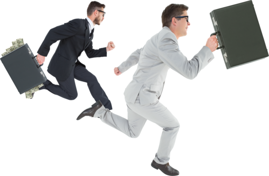 Side view of businessmen running - Powered by Adobe