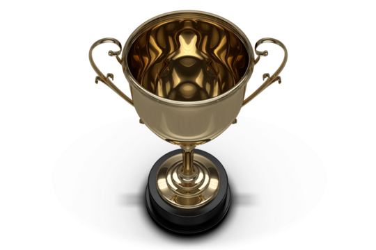 High angle view of gold trophy - Powered by Adobe