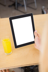 Cropped image of man holding digital tablet