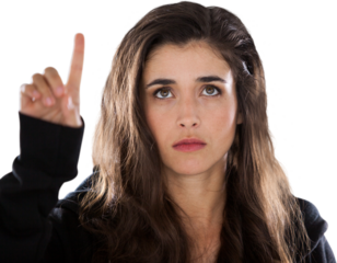 Serious female hacker using digital screen