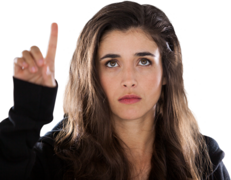 Serious female hacker using digital screen