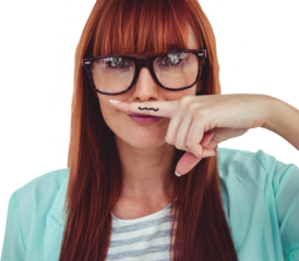 Happy smiling hipster with a mustache