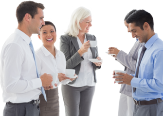 Business people chatting and drinking coffee