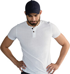 Fototapeta premium Handsome man posing against grey background