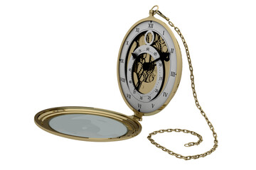 Old pocket clock with chain