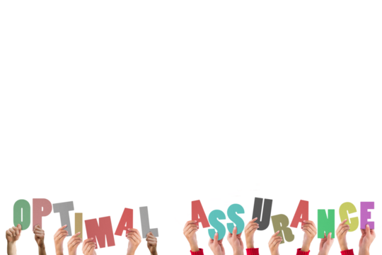 Hands holding up optimal assurance - Powered by Adobe