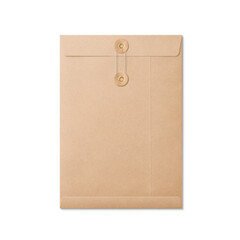 Kraft paper A4/C4 size string and washer envelope  isolated on a transparent background, PNG. High resolution. - obrazy, fototapety, plakaty