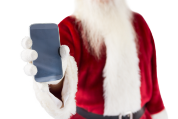 Santa claus showing smartphone