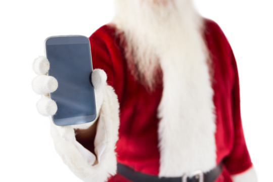 Santa claus showing smartphone