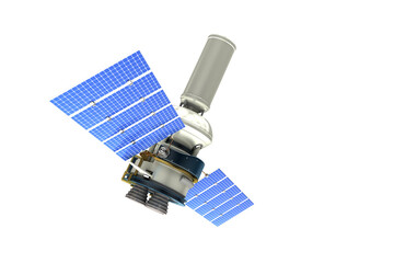 3d image of modern solar power satellite against white background