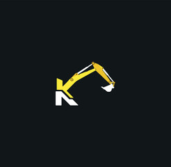 Letter K Excavator Logo Design Vector