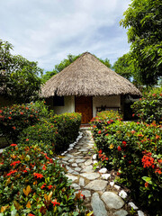 thatched roof cottage