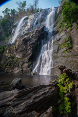 Fototapeta na wymiar Khlong Lan Waterfall, Beautiful waterfalls in klong Lan national park of Thailand