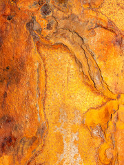 Colorful old rusty metal surface. Abstract background for design purpose. Rich orange color.