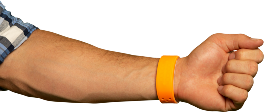 Mid-section of man wearing smartwatch - Powered by Adobe