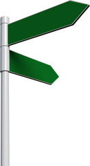 Close-up of green directional sign