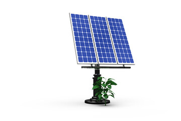 Image of 3D solar panel and plant