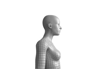 Profile view of digital gray 3D woman