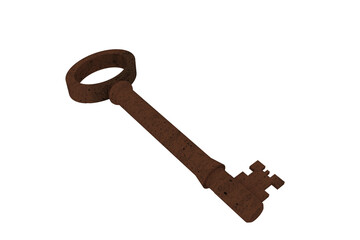 Digitally generated rusty old key
