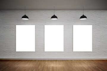 Blank posters with spotlight at museum