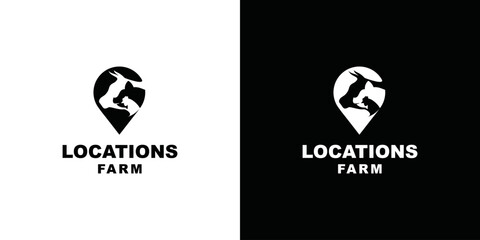cow pig chicken farm logo location vector icon template. classic design style