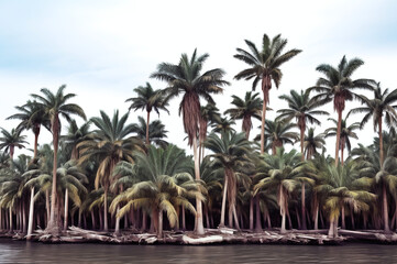 Fototapeta na wymiar Palm trees by the sea scenery