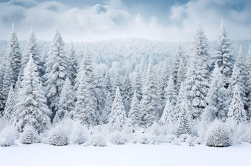 Fototapeta na wymiar Snowy winter mountain view with trees