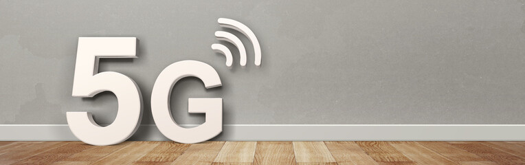 Concept of future technology 5G network systems and internet. 3d illustration