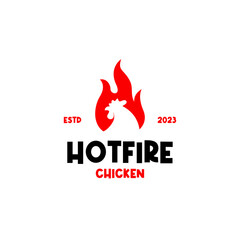 Vector fire chicken logo design concept illustration idea