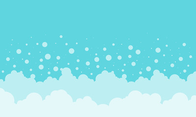 Bubble soap background, cartoon water foam, bath pattern. Shower border. Soda, shampoo, laundry suds, wash frame. Underwater, fizz drink, carbonated splash, blue soft cloud. Clean vector illustration