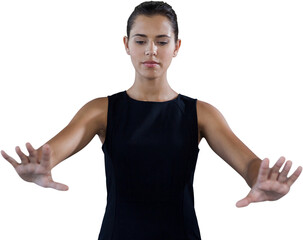 Businesswoman using invisible interface