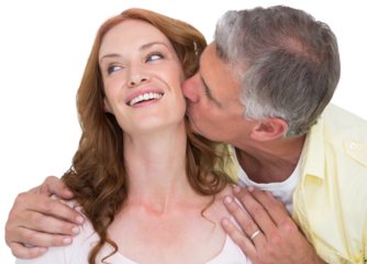 Man giving his partner a kiss