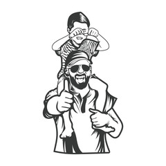 A father and a son on the shoulder, father,s day vector design.