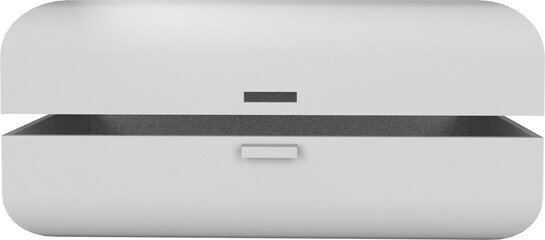 Gray briefcase over white background