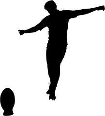 Fototapeta na wymiar Rugby player with arms outstretched 