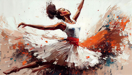 Fototapeta na wymiar Colorful Watercolor Ballerina Oil Painted Ballet Dancer AI Generative