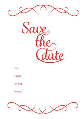 Save the date text against white background