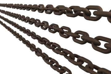 Obraz premium Row of 3d rusty metal chains 