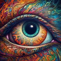 Psychedelic Eye Colorfull.Created with Generative AI Technology.