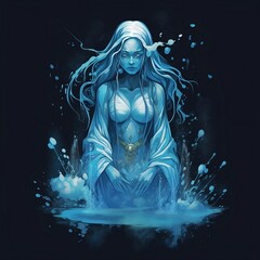 Water spirit. Woman. Created with Generative AI Technology.