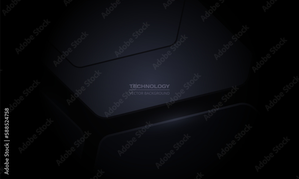 Aufkleber abstract modern technology black background with geometric 3d shapes. vector illustration