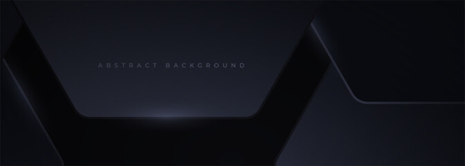 Black 3D vector hexagonal technology wide abstract background. Abstract modern technology futuristic background with black 3D honeycomb shapes. Vector illustration