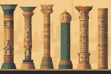 A row of ancient vases Generative AI