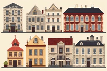 Naklejka premium A collage of different buildings Generative AI