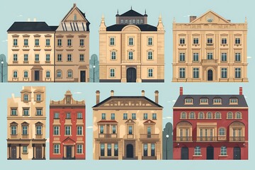 Fototapeta premium A collage of different buildings Generative AI