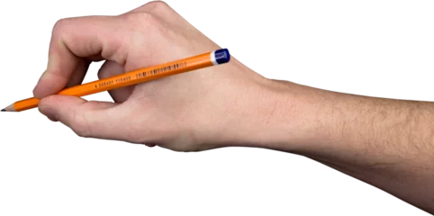 Sierkussen Hand holding yellow pencil © vectorfusionart