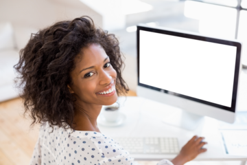 Portrait of cheerful woman