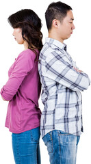 Annoyed couple with backs to each other